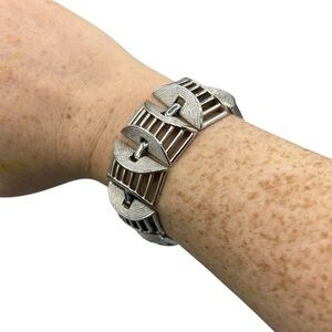 Vintage Sarah Coventry Silver Tone MCM Geometric Statement Bracelet